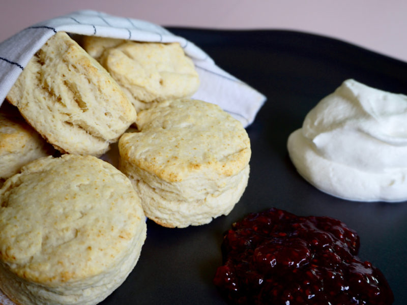Irish scones with whipped cream and jam